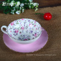 Rose Painting Fancy Ceramic Bone China Coffee Cup et Saucer